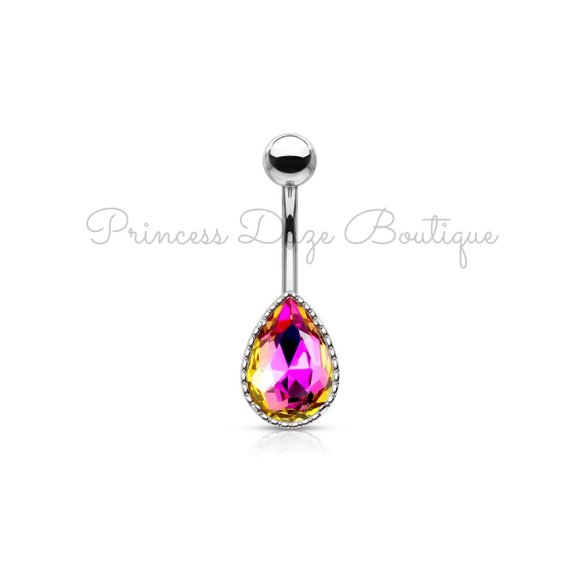 Purple‎ Tear Drop Belly Button Ring - Picture 1 of 2